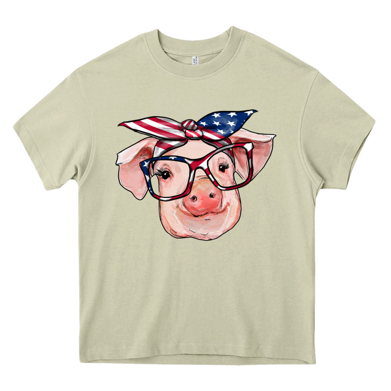 American Flag With Pig Heavy Core Tee by RanaPortraitStore | Teevron