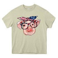 Mossy american flag with pig Heavy Core Tee - RanaPortraitStore