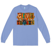 Colony Blue Give Thanks Thanksgiving Long Sleeve Tee - FaDigitalArtStudio