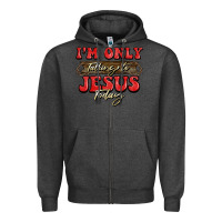 Charcoal Heather i'm only talking to jesus today christmas Zipper Hoodie - BarkalooDesign
