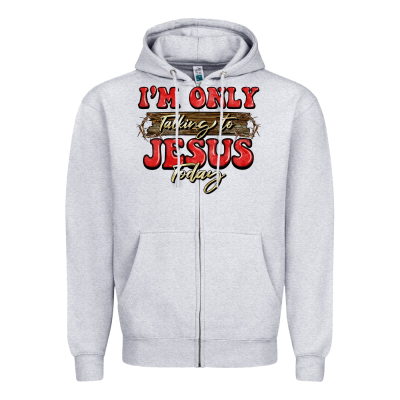 I'm Only Talking To Jesus Today Christmas Zipper Hoodie by BarkalooDesign | Teevron