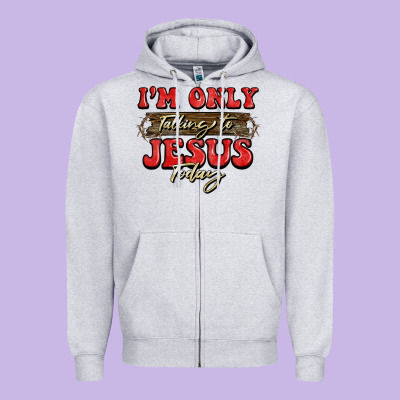 I'm Only Talking To Jesus Today Christmas Zipper Hoodie Designed By Barkaloodesign