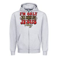 Heather Grey i'm only talking to jesus today christmas Zipper Hoodie - BarkalooDesign