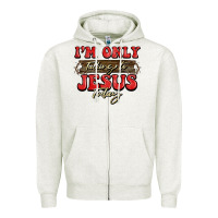 Oatmeal Heather i'm only talking to jesus today christmas Zipper Hoodie - BarkalooDesign