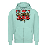 Seafoam i'm only talking to jesus today christmas Zipper Hoodie - BarkalooDesign