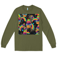 Army Green pride cupcake seamless pattern Long Sleeve Tee - FaDigitalArtStudio