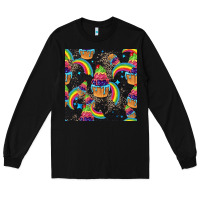 Black pride cupcake seamless pattern Long Sleeve Tee - FaDigitalArtStudio