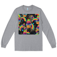 Heather Grey pride cupcake seamless pattern Long Sleeve Tee - FaDigitalArtStudio