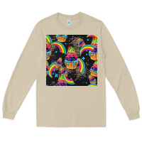 Mushroom pride cupcake seamless pattern Long Sleeve Tee - FaDigitalArtStudio
