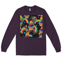 Plum pride cupcake seamless pattern Long Sleeve Tee - FaDigitalArtStudio