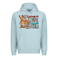 Blue Mist cooking is love made edible Premium Hoodie - CowhideDigitalArt
