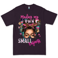 Plum minding my own small business messy bun Premium Tee - texasbilliewilder