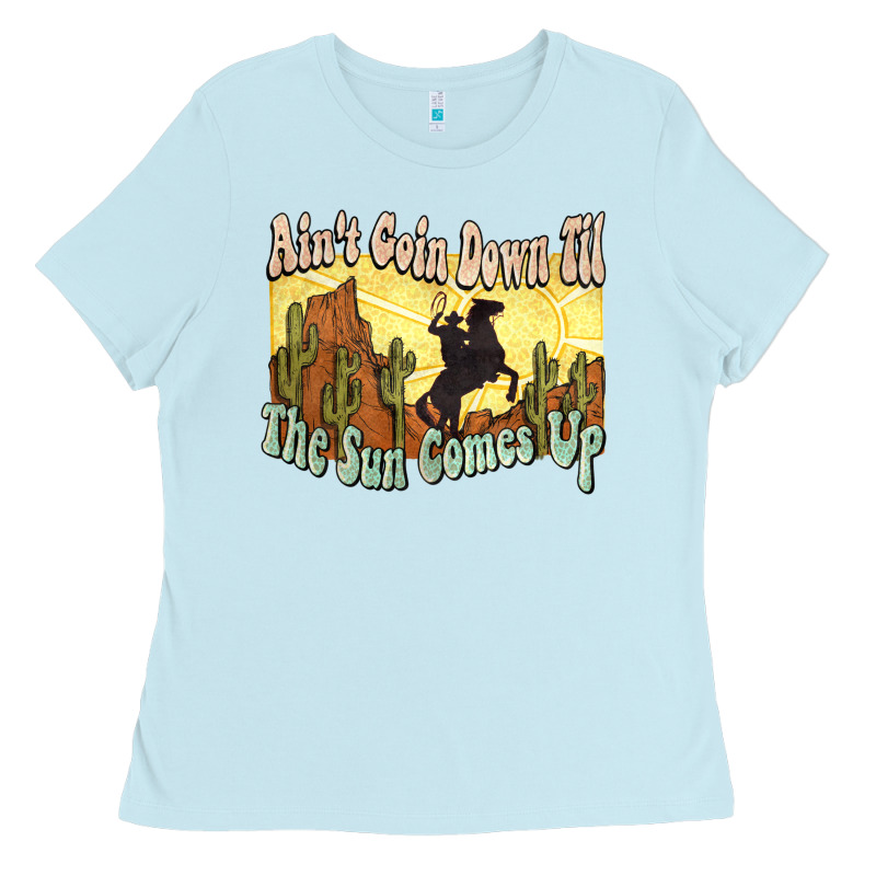 Ain't Goin Down Til The Sun Comes Up Cowboy Ladies Tee by HowdyJamesFarm | Teevron