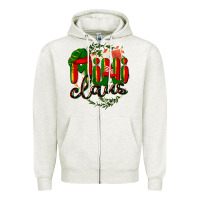 Oatmeal Heather mini claus christmas Zipper Hoodie - BarkalooDesign