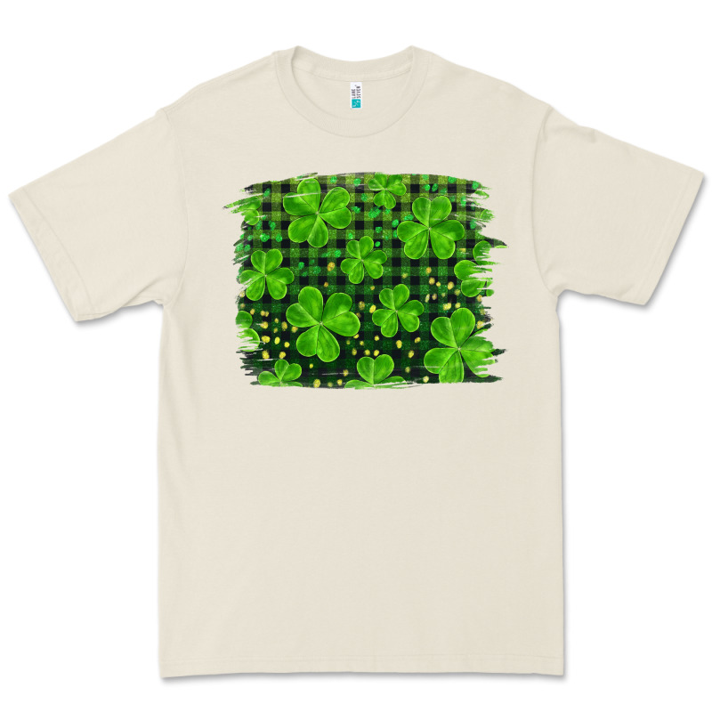 St Patrick's Day Shamrock And Plaid Distressed Background Premium Tee by RanaPortraitStore | Teevron