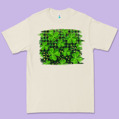 St Patrick's Day Shamrock And Plaid Distressed Background Premium Tee Designed By Ranaportraitstore