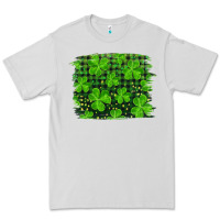 Dove Grey st patrick's day shamrock and plaid distressed background Premium Tee - RanaPortraitStore