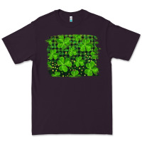 Plum st patrick's day shamrock and plaid distressed background Premium Tee - RanaPortraitStore