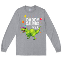 Heather Grey Mens Daddysaurus T Rex Dinosaur Daddy Family Matching Gifts Idea Long Sleeve Tee - maiPhamDesign