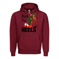 Burgundy deck the heels Christmas Zipper Hoodie - BarkalooDesign