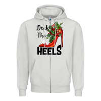 Dove Grey deck the heels Christmas Zipper Hoodie - BarkalooDesign