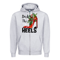 Heather Grey deck the heels Christmas Zipper Hoodie - BarkalooDesign