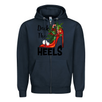 Navy deck the heels Christmas Zipper Hoodie - BarkalooDesign