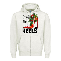 Oatmeal Heather deck the heels Christmas Zipper Hoodie - BarkalooDesign