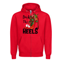 Red deck the heels Christmas Zipper Hoodie - BarkalooDesign