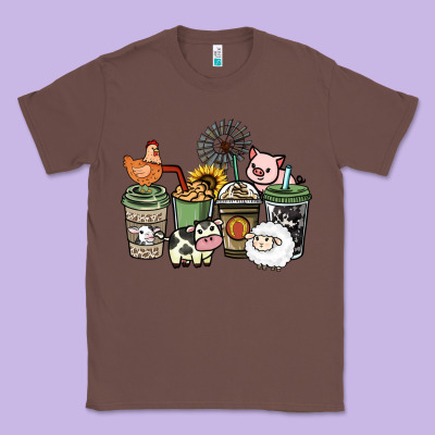 Farm Animal Coffee Cups Classic Tee Designed By Howdyjamesfarm