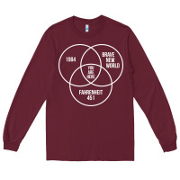 Burgundy 1984 Brave New World Fahrenheit 451 Conspiracy T-Shirt Long Sleeve Tee - maiPhamDesign
