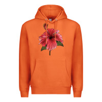 Carrot Puerto Rican Hibiscus Flower Illustrations Premium Hoodie - LillyAllenDesigns