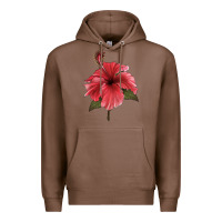 Chestnut Puerto Rican Hibiscus Flower Illustrations Premium Hoodie - LillyAllenDesigns