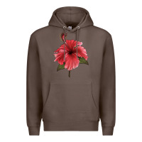 Coffee Puerto Rican Hibiscus Flower Illustrations Premium Hoodie - LillyAllenDesigns