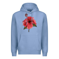 Colony Blue Puerto Rican Hibiscus Flower Illustrations Premium Hoodie - LillyAllenDesigns