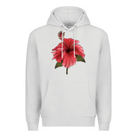Dove Grey Puerto Rican Hibiscus Flower Illustrations Premium Hoodie - LillyAllenDesigns