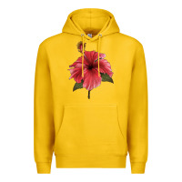 Lemon Puerto Rican Hibiscus Flower Illustrations Premium Hoodie - LillyAllenDesigns
