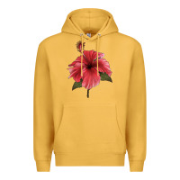 Mustard Puerto Rican Hibiscus Flower Illustrations Premium Hoodie - LillyAllenDesigns