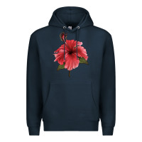 Navy Puerto Rican Hibiscus Flower Illustrations Premium Hoodie - LillyAllenDesigns