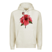 Oatmeal Heather Puerto Rican Hibiscus Flower Illustrations Premium Hoodie - LillyAllenDesigns