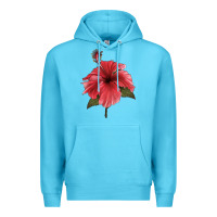 Ocean Blue Puerto Rican Hibiscus Flower Illustrations Premium Hoodie - LillyAllenDesigns