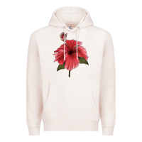 Pale Pink Puerto Rican Hibiscus Flower Illustrations Premium Hoodie - LillyAllenDesigns
