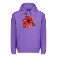 Purple Puerto Rican Hibiscus Flower Illustrations Premium Hoodie - LillyAllenDesigns