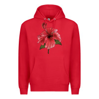 Red Puerto Rican Hibiscus Flower Illustrations Premium Hoodie - LillyAllenDesigns