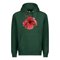 Sports Green Puerto Rican Hibiscus Flower Illustrations Premium Hoodie - LillyAllenDesigns