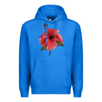 True Royal Puerto Rican Hibiscus Flower Illustrations Premium Hoodie - LillyAllenDesigns