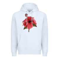 White Puerto Rican Hibiscus Flower Illustrations Premium Hoodie - LillyAllenDesigns
