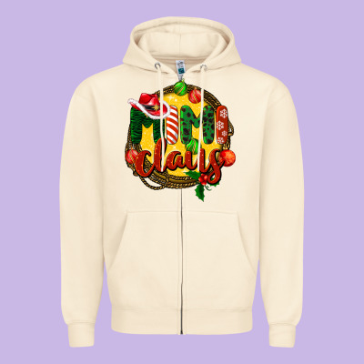 Mimi Claus Christmas Zipper Hoodie Designed By Barkaloodesign