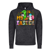 Vintage Black Easter Day My first Easter with eggs and rabbits Vintage Hoodie - OliviaCreatesArt