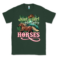 Sports Green Just a girl who loves Horses Classic Tee - HowdyJamesFarm